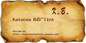 Kalocsa Bálint névjegykártya